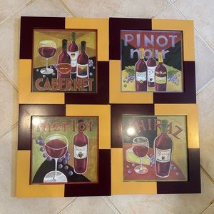 Framed wine prints set of 4